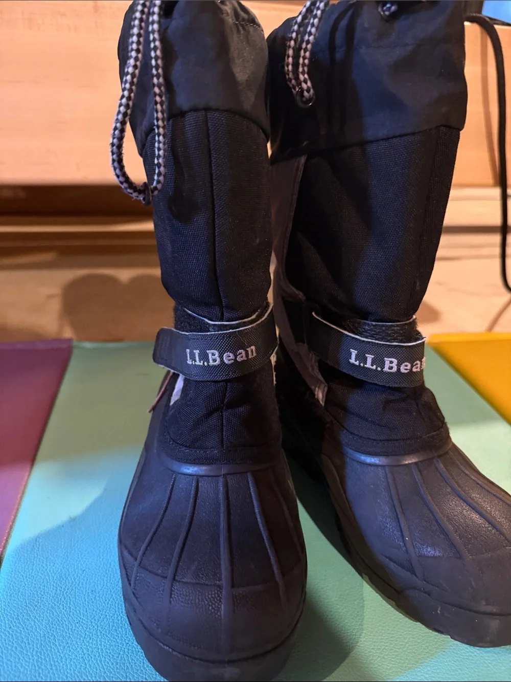LL Bean Black/White/Purple Children's Winter Boots with Rugged Sole